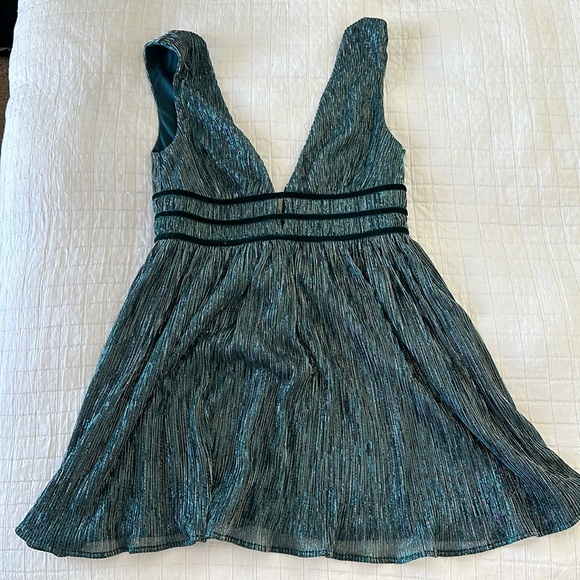 Lulus Smokeshow Teal Metallic Mini Dress - Picture 3 of 3